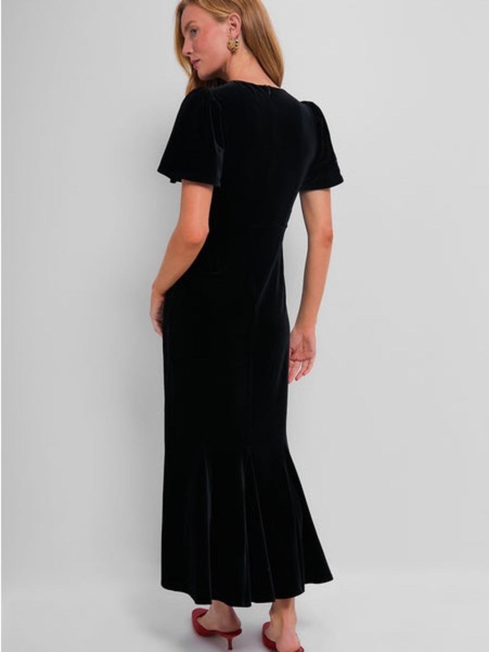 Tuckernuck Black Velvet Elodie Midi Dress Size Large NWT - Picture 8 of 9